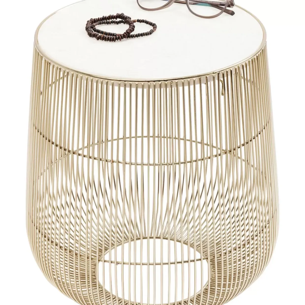 Beistelltisch Beam Weiss Marmor Messing O32Cm