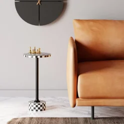 Beistelltisch Domero Chess Schwarz Weis O25Cm