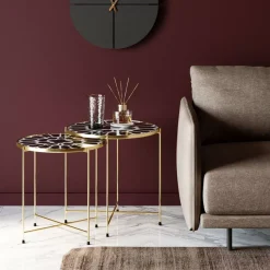 Beistelltisch Priya Schwarz (2/Set)