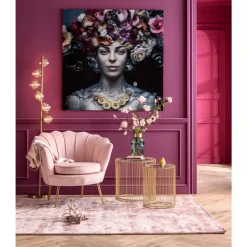 Bild Glas Flower Art Lady 120X120Cm