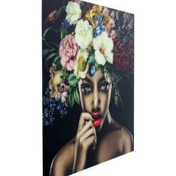 Bild Glas Pretty Flower Woman 100X100