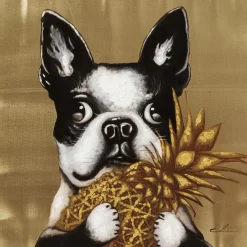 Bild Touched Dog With Pineapple 80X80Cm