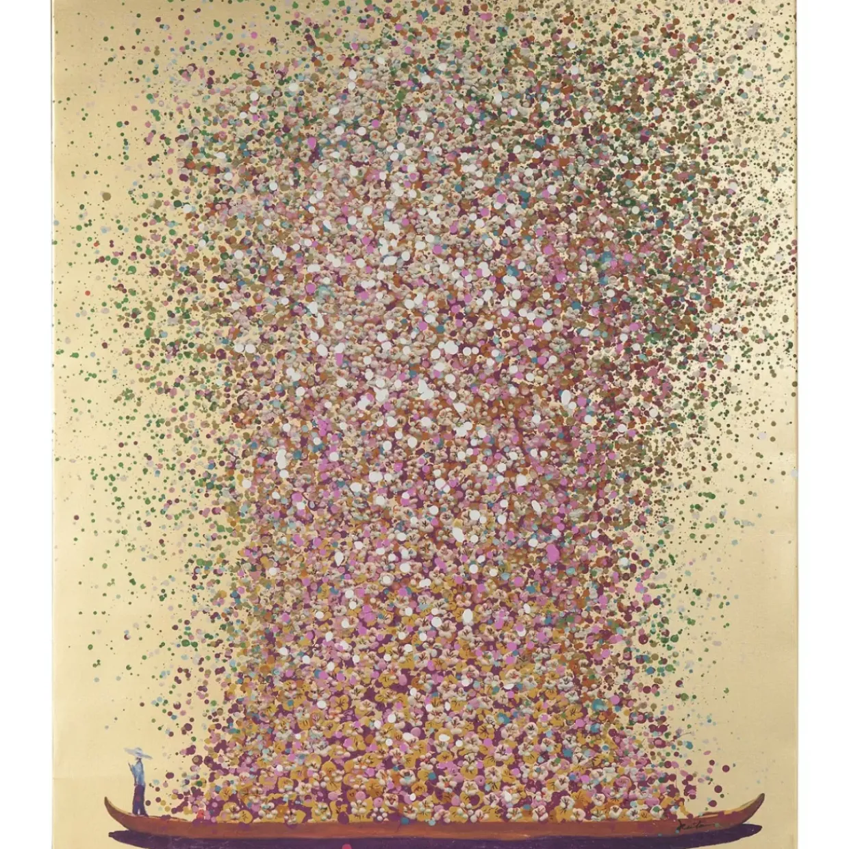Bild Touched Flower Boat Gold Pink 160X120Cm