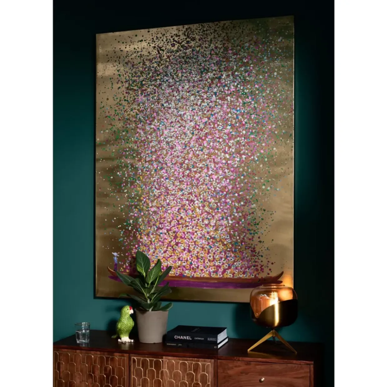 Bild Touched Flower Boat Gold Pink 160X120Cm