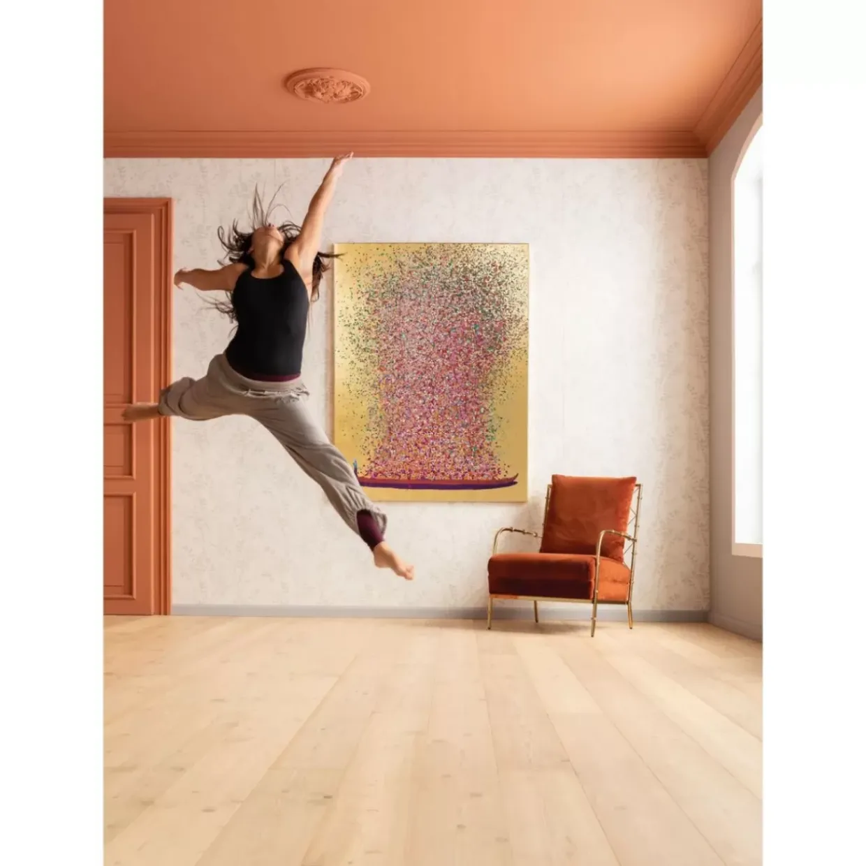 Bild Touched Flower Boat Gold Pink 160X120Cm