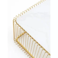 Couchtisch Wire Glas Marble Weis 145X70Cm
