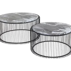 Couchtisch Wire Glas Marble Schwarz (2/Set)