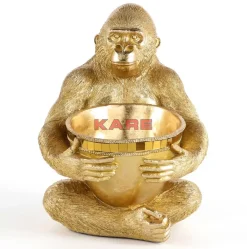 Deko Figur Gorilla Holding Bowl Gold