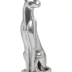 Deko Figur Sitting Leopard Silber 150Cm