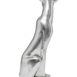 Deko Figur Sitting Leopard Silber 150Cm