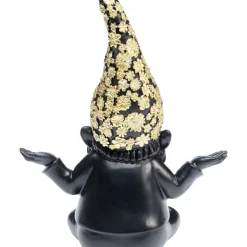 Deko Figur Zwerg Meditation Schwarz Gold 19