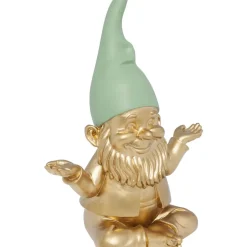 Deko Figur Zwerg Meditation Gold Grun 19Cm