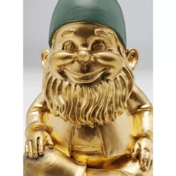 Deko Figur Zwerg Sitting Gold Grun 19Cm