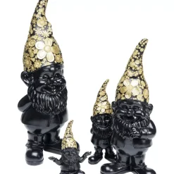 Deko Figur Zwerg Standing Schwarz Gold 61Cm