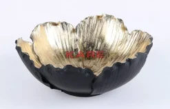 Deko Schale Flower Bloom Schwarz Gold O25Cm