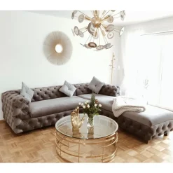 Ecksofa Desire Velvet Silbergrau R