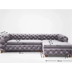 Ecksofa Desire Velvet Silbergrau R