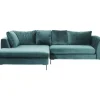 Ecksofa Gianni Velvet Dunkelgrun Links Schwarz