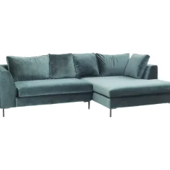 Ecksofa Gianni Velvet Dunkelgrun Rechts Schwarz