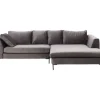 Ecksofa Gianni Velvet Grau Rechts Schwarz