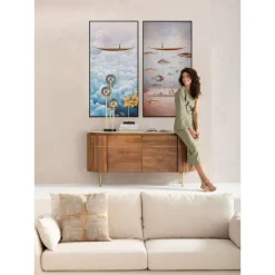 Gerahmtes Bild Cloud Fisherman Boat 60X120Cm