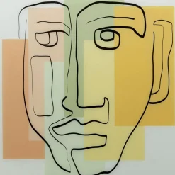 Glasbild Art Face Pastell 100X100Cm