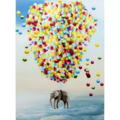 Glasbild Balloon Elephant 100X150Cm