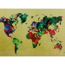 Glasbild Metallic Colourful Map 150X100Cm