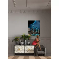 Glasbild Night Skyline 90X120Cm