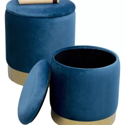 Hocker Cherry Storage Blau Brass (2/Set)
