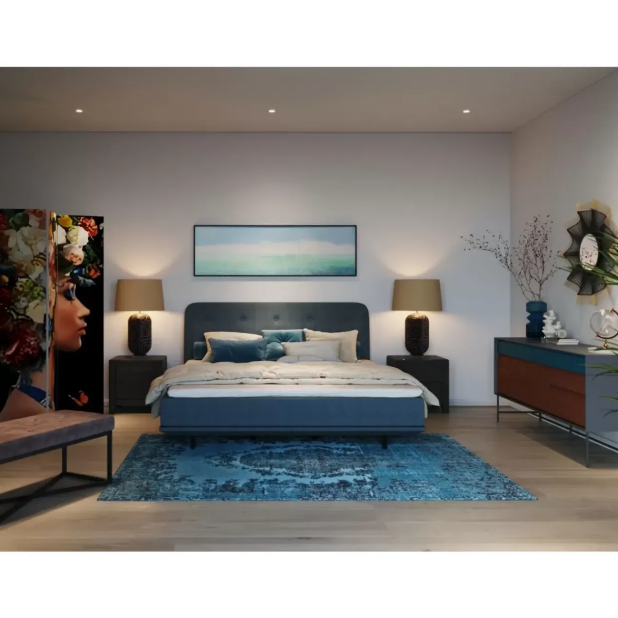 Kommode Klein Luxury Push 2 Schube Grau