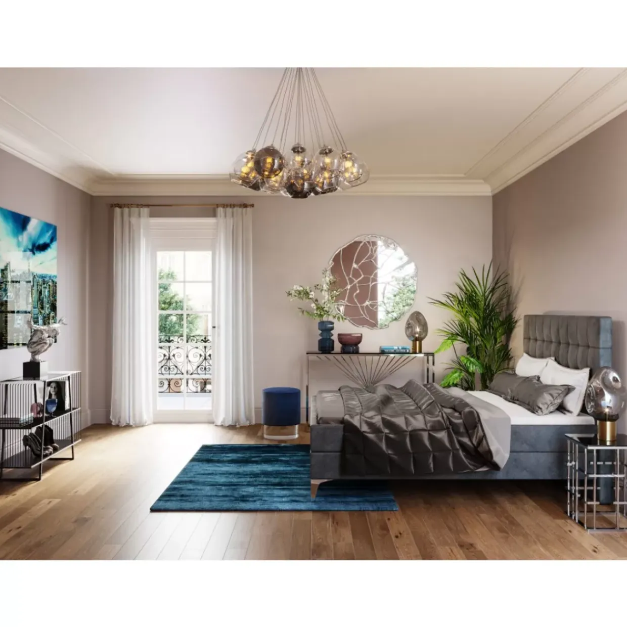 Konsole Laser Silber Klarglas 120X40