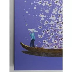 Leinwandbild Flower Boat Lila Weis 120X160Cm