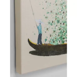 Leinwandbild Flower Boat Beige Grun 80X100Cm