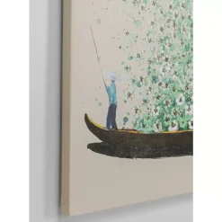 Leinwandbild Flower Boat Beige Grun 120X160Cm