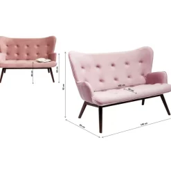 Sofa Black Vicky 2-Sitzer Velvet Grau