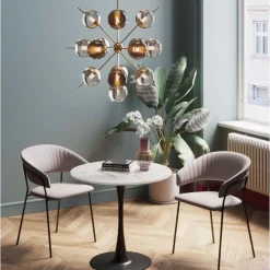 Tisch Schickeria Marmor Weis Schwarz O80Cm