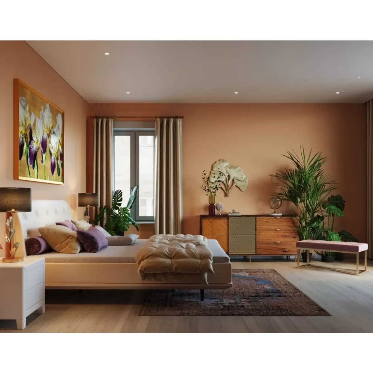 Tischleuchte Flores Gold