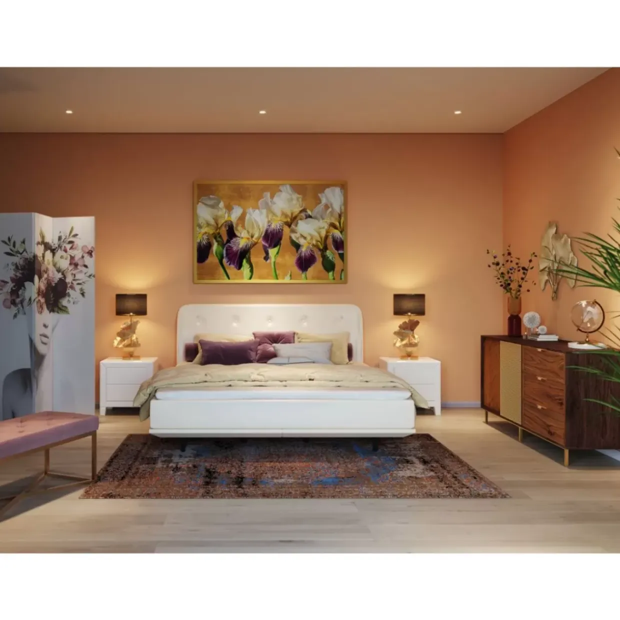 Tischleuchte Flores Gold