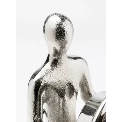 Tischuhr Sitting Man Silber 12X31Cm